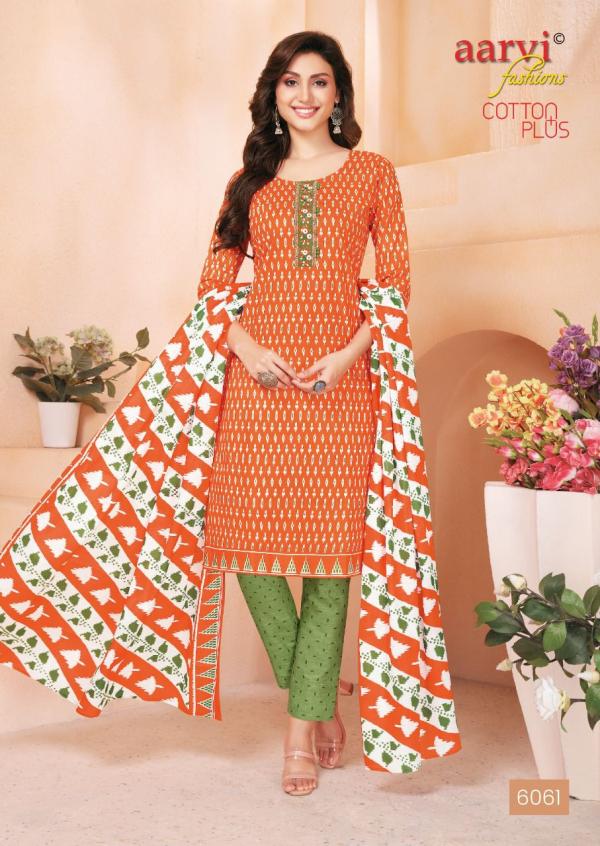 Aarvi Cotton Plus Cotton Embroidery Designer Readymade Suit